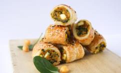 طريقة عمل لفافات السوسيس بالبطاطا الحلوة والحمص والسبانخ